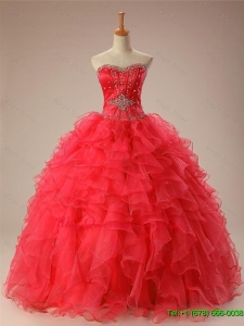2015 Fast Delivery Sweetheart Beaded Quinceanera Dresses with Ruffles