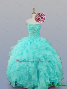 2015 Fast Delivery Sweetheart Quinceanera Dresses with Beading and Ruffles
