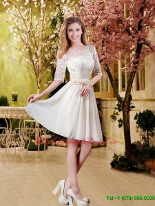 Affordable Champagne 2016 Dama Dresses with Lace and Belt