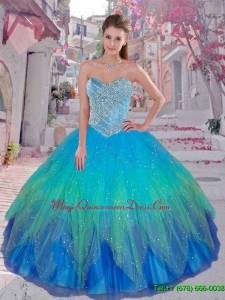 2016 Cheap Multi Color Sweetheart Sweet 16 Dresses with Beading