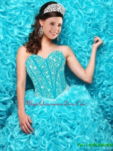 2016 Gorgeous Aqua Blue Quinceanera Dresses with Beading and Ruffles