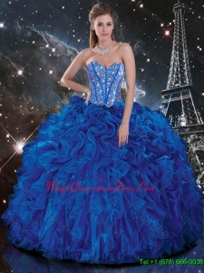 Popular Royal Blue Quinceanera Dresses with Beading and Ruffles