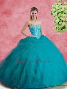 2016 Spring Hot Sale Beaded Sweetheart Quinceanera Dresses with Ruffles