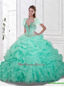 2016 Spring Pretty Sweetheart Quinceanera Gowns with Beading and Ruffles