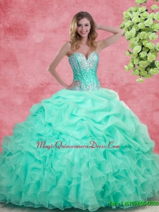 2016 Summer Hot Sale Apple Green Quinceanera Dresses with Beading and Ruffles