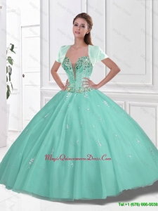 2016 Summer New Style Sweetheart Beaded Quinceanera Gowns in Apple Green
