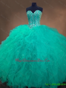 2016 Cheap Sweetheart Ball Gown Sweet 16 Dresses in Turquoise