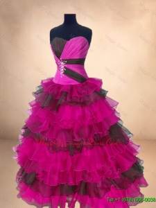 2016 Popular Multi Color Sweet 16 Gowns with Ruffled Layers