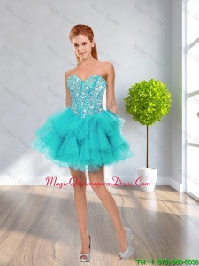Latest Ball Gown Sweetheart Beaded Dama Dresses in Multi Color