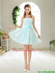 Elegant Strapless Mini Length Dama Dresses with Bowknot