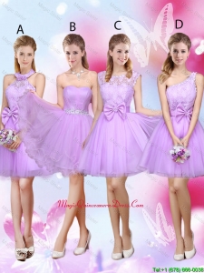 Sophisticated A Line Lavender Dama Dresses with Lace and Bowknot