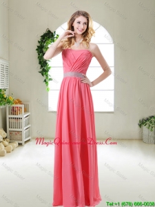 Elegant Strapless Dama Dresses in Watermelon Red