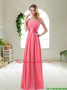 Cheap Watermelon Red Dama Dresses with One Shoulder