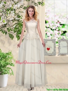 Perfect Champagne Dama Dresses with Appliques and Lace