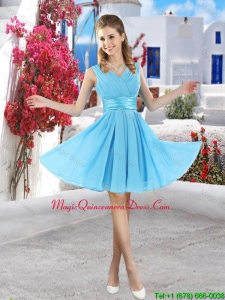Popular Mini Length 2016 Dama Dresses in Aqua Blue