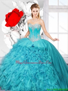 2016 Spring Hot Sale Ball Gown Sweet 16 Gowns with Beading and Ruffles