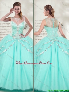 Best Selling Scoop 2016 Mint Quinceanera Dresses with Beaded