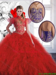 Fashionable Luxurious Red Sweetheart Quinceanera Gowns with Beading