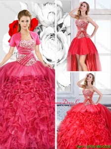2015 Winter Pretty Sweetheart Detachable Quinceanera Dresses with Ruffles