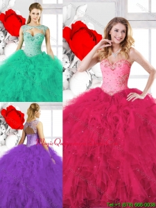 2016 Summer Exclusive Sweetheart Quinceanera Gowns with Beading and Ruffles