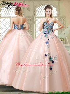 Perfect Strapless Sweet 16 Gowns with Appliques and Embroidery