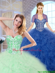 Luxury Ball Gown Sweet 16 Dresses with Beading and Ruffles