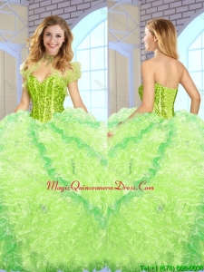 Luxurious Beading and Ruffles Quinceanera Gowns in Multi Color for 2016