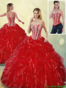Luxurious Sweetheart Quinceanera Gowns in Wine Red for 2016