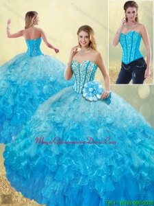 Luxury 2016 Beading and Ruffles Quinceanera Gowns with Sweetheart