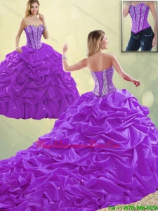 Luxury Classical Sweetheart Beading Quinceanera Dresses with Pick Ups