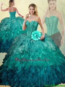 2016 Luxurious Sweetheart Detachable Quinceanera Dresses with Beading