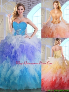 Classic Winter Appliques and Ruffles Quinceanera Dresses in Multi Color