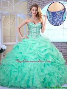 Fashionable Apple Green Quinceanera Dresses with Beading and Ruffles
