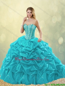 Fashionable Beading and Pick Ups Quinceanera Gowns with Court Train