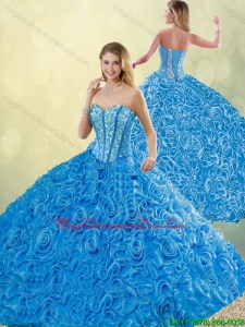 Fashionable Blue Quinceanera Dresses with Brush Train for 2016