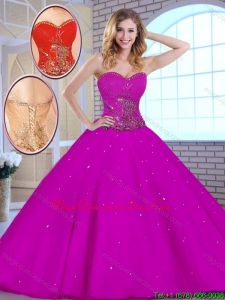 Fashionable Hot Sale Appliques Fuchsia Quinceanera Dresses with Sweetheart