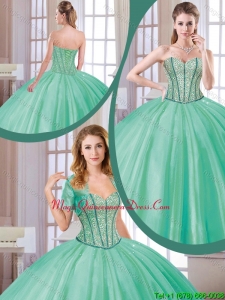 Classic 2016 Beading Quinceanera Dresses in Turquoise