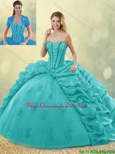 Classic Brush Train Pick Ups and Beading Quinceanera Gowns for 2016