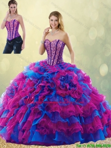 Romantic 2016 Multi Color Quinceanera Gowns with Beading