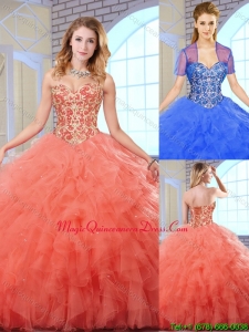 Romantic Sweetheart Quinceanera Gowns with Beading and Ruffles