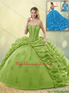 Beautiful Appliques and Pick Ups Detachable Sweet 16 Dresses with Brush Train
