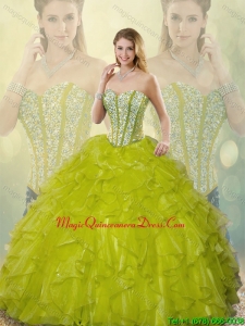 Beautiful Beading and Ruffles Sweetheart Detachable Quinceanera Gowns