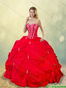 Cheap 2016 Beading and Pick Ups Detachable Quinceanera Gowns in Red