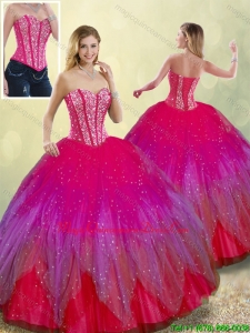 Fashionable Beading Sweetheart Multi Color Detachable Quinceanera Dresses