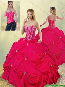 Perfect Sweetheart Beading Detachable Quinceanera Gowns in Hot Pink