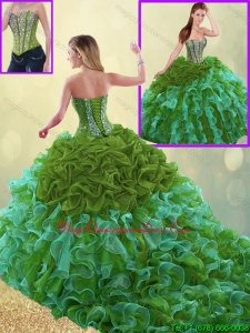 Exquisite Sweetheart Detachable Quinceanera Gowns with Beading and Ruffles for 2016