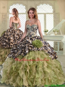 2016 Perfect Camo Quinceanera Dresses with Pick Ups and Hand Made Flowers