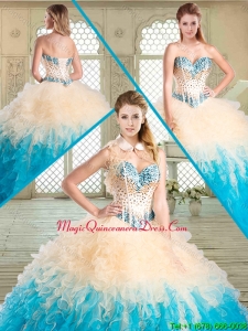 2016 Luxurious Sweetheart Quinceanera Dresses with Beading and Ruffles for Summer