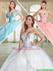 2016 Simple Floor Length Quinceanera Gowns with Beading