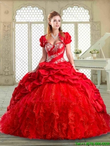 Hot Sale Brush Train Quinceanera Dresses with Beading and Pick Ups